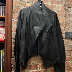 Vince Black Scuba Leather Jacket (XL)